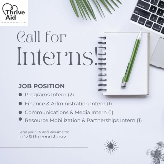 CALL FOR INTERNS – JOIN THRIVE AID AND TRANSFORM LIVES